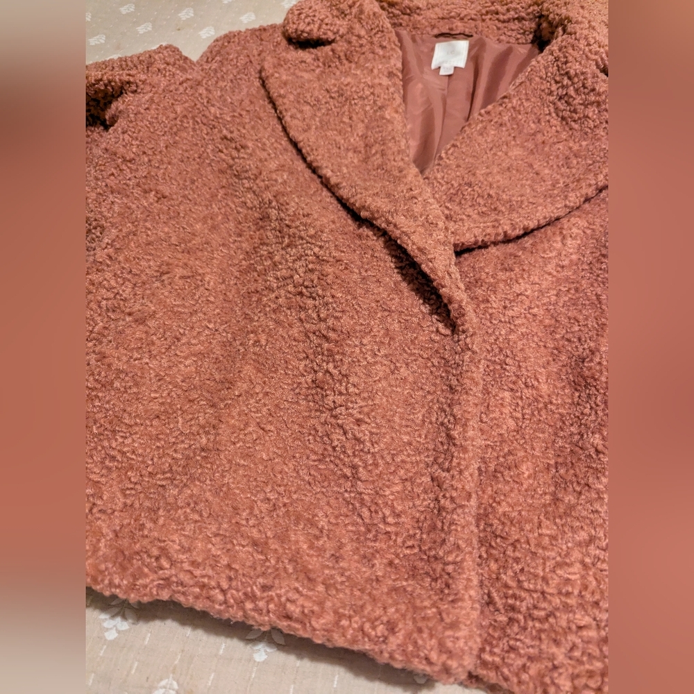 LC Lauren Conrad Pink Teddy Jacket coat xxl - Picture 6 of 10